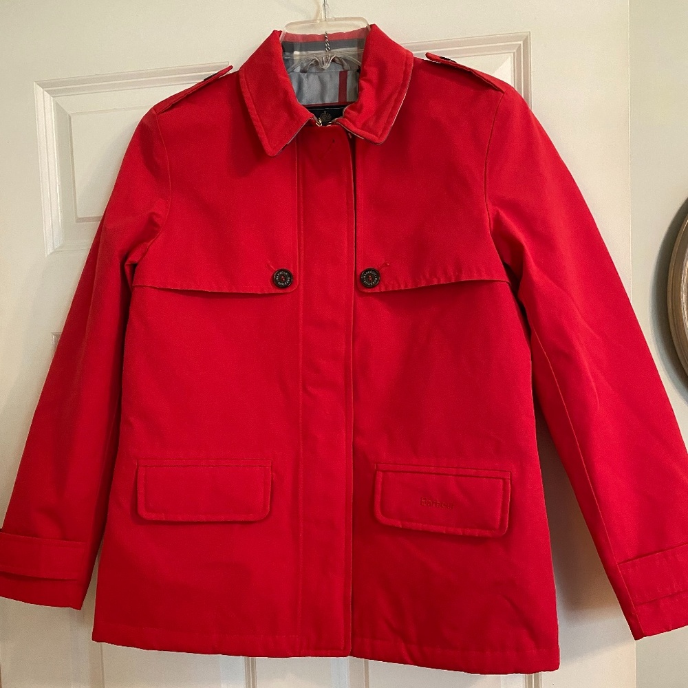 Womens Red Barbour Waterproof and Insulated Jacket